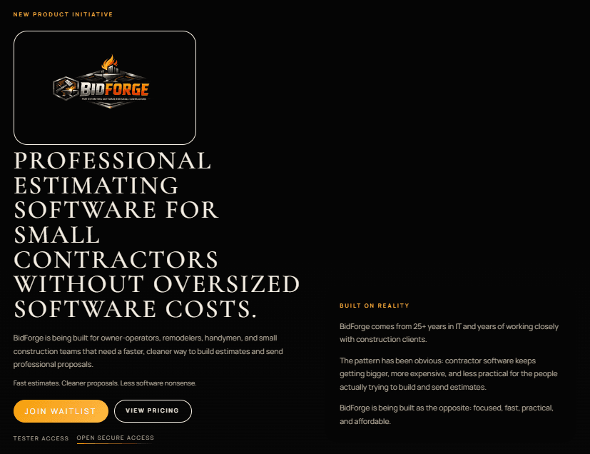 BidForge product page preview.
